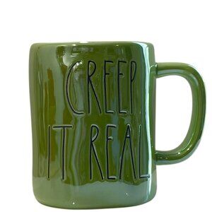 Rae Dunn Mug Cup "Creep It‎ Real" Irredesent Green Halloween Party Ceramic New